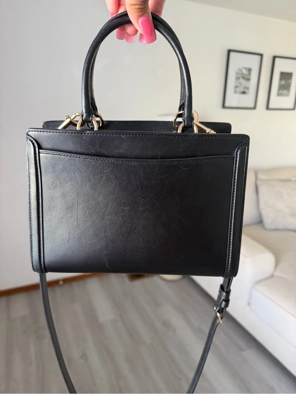 Coach Zoe Carryall Bag in Black Leather with Gold Hardware